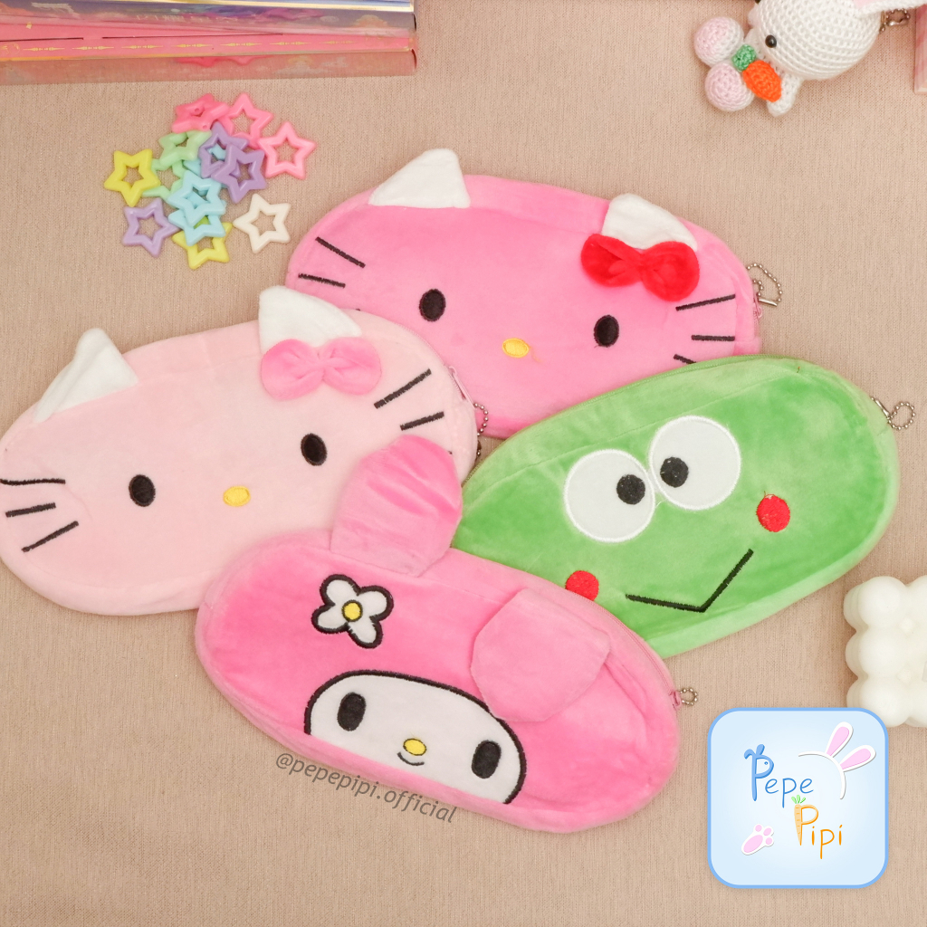 Kotak Pensil Plushy Sanrio Tempat Pensil Wadah Pensil Kostak Pouch makeup Kosmetik