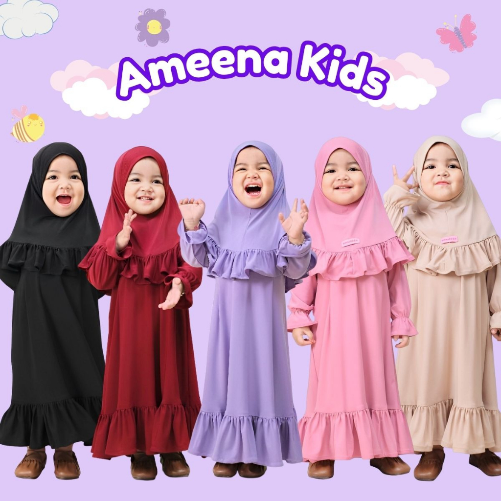 Ameena Kids Series ~ Gamis Anak Terbaru 2023 Model Terbaru / Gamis Bayi Perempuan / Baju Muslim Anak Perempuan / Gamis Set Jilbab