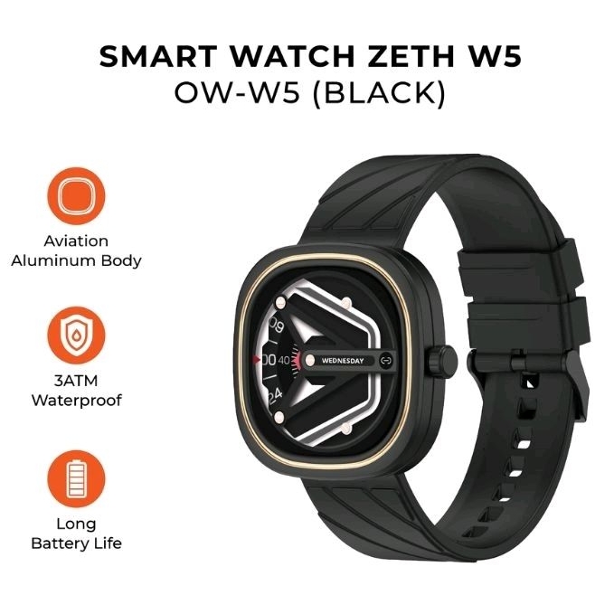 SMART WATCH JAM TANGAN PINTAR SMARTWATCH OPPO OLIKE ZETH W5 BLACK SEGEL GARANSI RESMI ORIGINAL NEW 100% TOUCH SCREEN 3ATM WATERPROOF SPORT HEALTH TRACKER