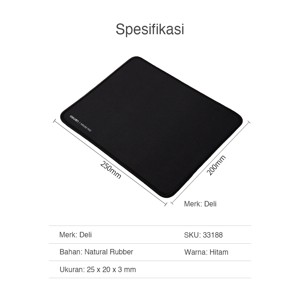 Deli Mouse Pad Mousepad Komputer 250*200*3mm Polos dan Bergambar 83001 33188-2