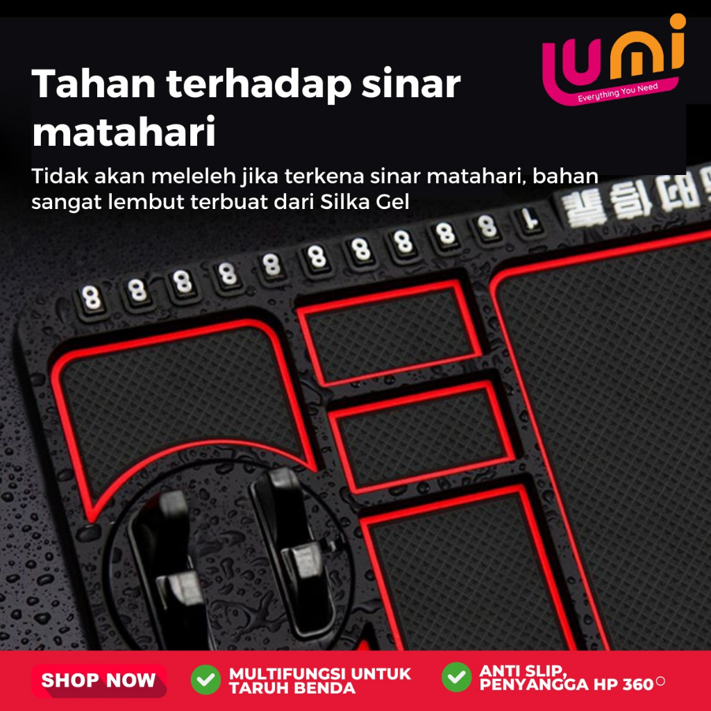 Phone Holder Tatakan HP Alas Mobil Dashboard 3 in 1 Anti Slip Mounting Dudukan Handphone Car Multifungsi Universal Stand Karpet Dasboard Matras Pad Tidak Licin