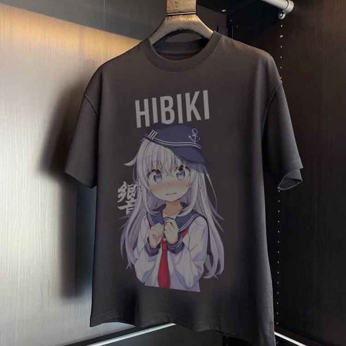 Kaos Hibiki  KanColle Tshirt Bahan 100% Katun Casual Fashionable T-SHIRT BLACK