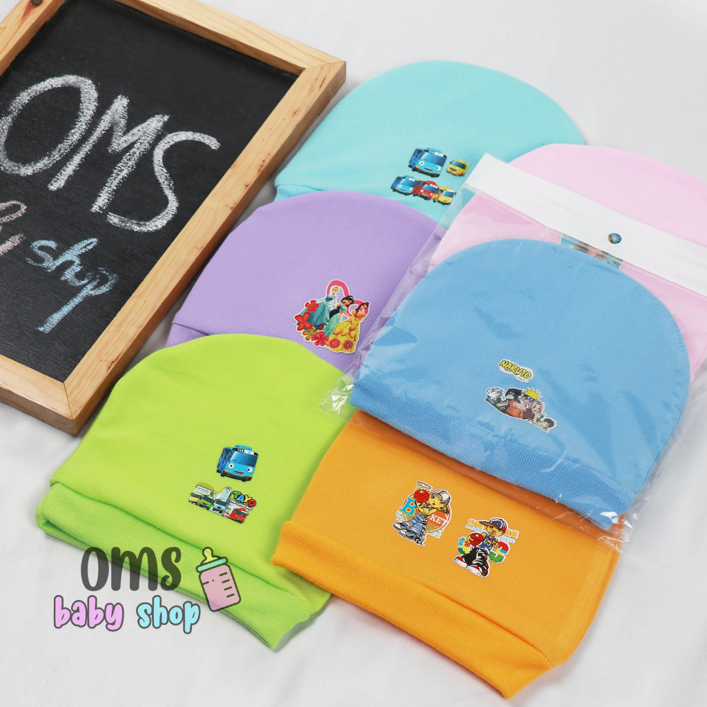 OMS Babyshop! Topi Kupluk Bayi MURAH / Topi Bayi Newborn / Baby Beanie Hat / Topi Kupluk Sablon