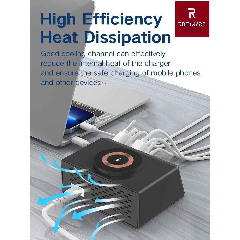 ROCKWARE WLX-X9M - 9-in-1 USB Magnetic Display Charger 110W MAX