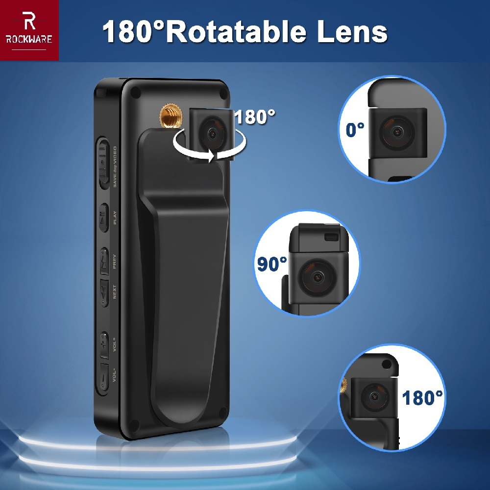 ROCKWARE A32 - Portable Voice Video Recorder - Rotating Camera Lens