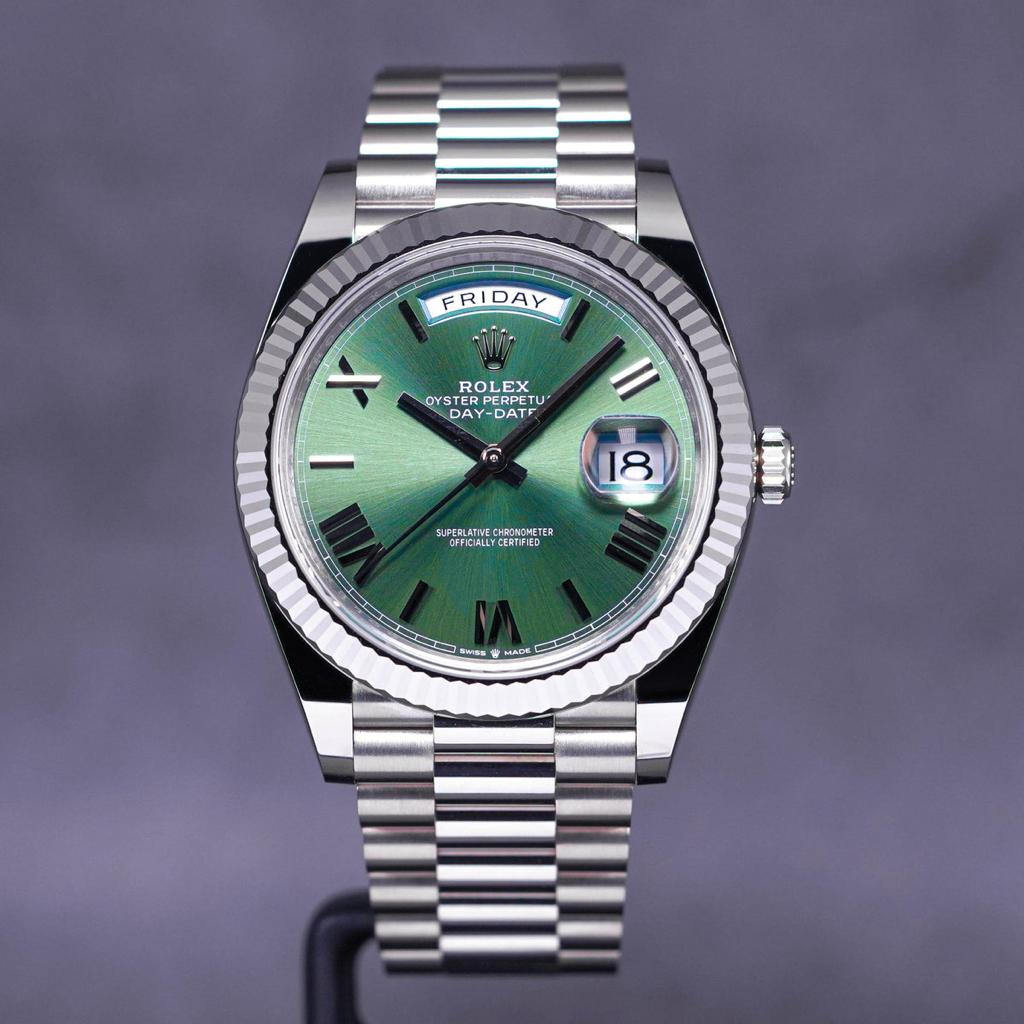 Jam Pria Rolex DAY-DATE Original Swiss Clone EWF Factory Green Dial Fullset