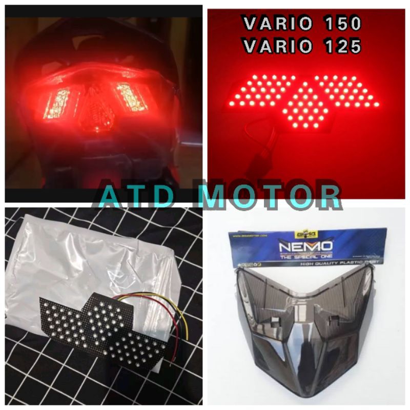 LAMPU STOPLAMP VARIO 150 VARIO 125 PAPAN LED CUSTOM MERAH 8 MODE VARIO TAHUN 2018-2023 NEW