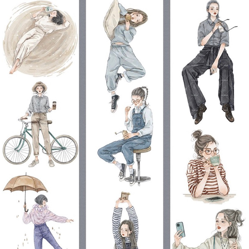 

[sample] Moodtape Coffee Moment City Character Set Washi Tape | girls sticker | scrapbooking | journaling | Aesthetics Sticker