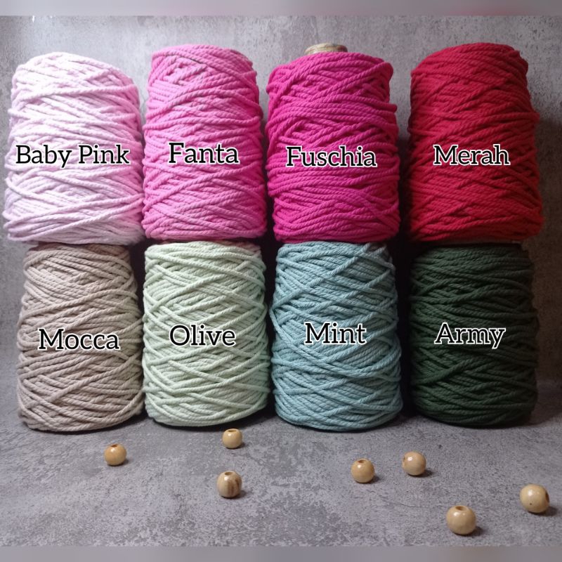 Tali Katun Natural 500Gram / Benang Macrame 4mm 500gr