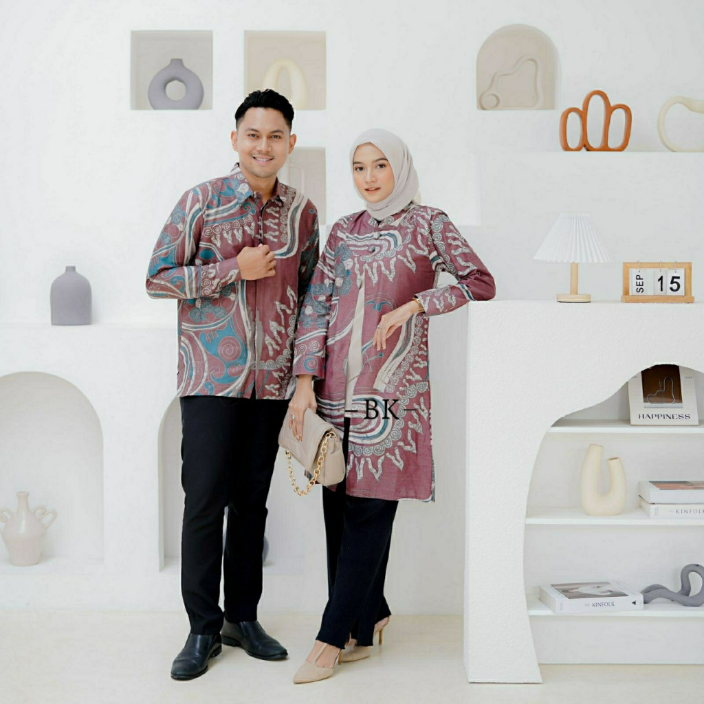 Batik Couple (MCbatik) - Batik Couple Tunik Kemeja Motif Soft Terbaru Ready Seragam Kantor M L XL XXL Jumbo