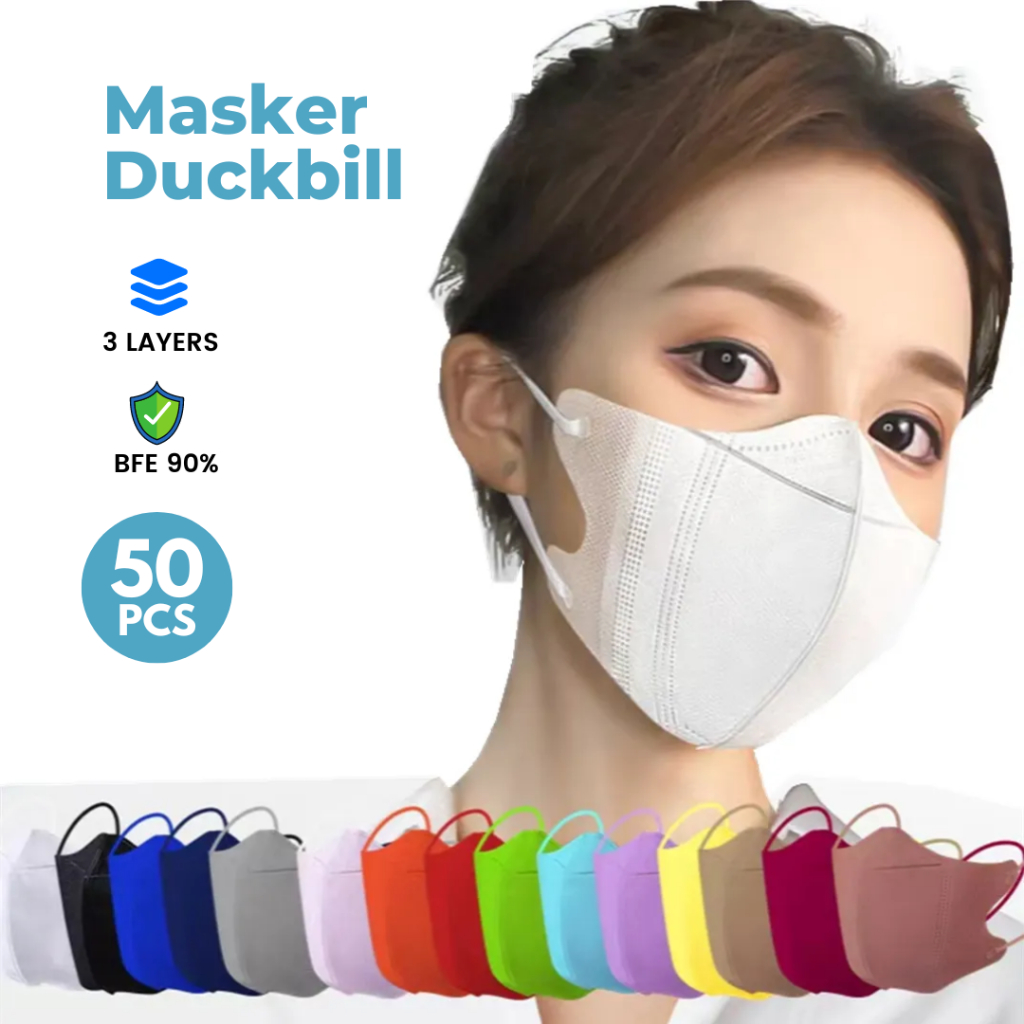 TRS - MASKER DUCKBILL GARIS TERBARU (50 PCS) / GARIS HITAM DAN PUTIH