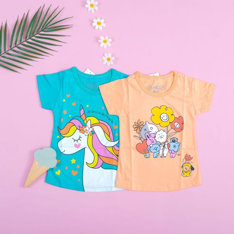 KAOS ANAK PEREMPUAN UNICORN / KAOS ANAK CEWEK LENGAN PENDEK OSHKOSH B'GOSH