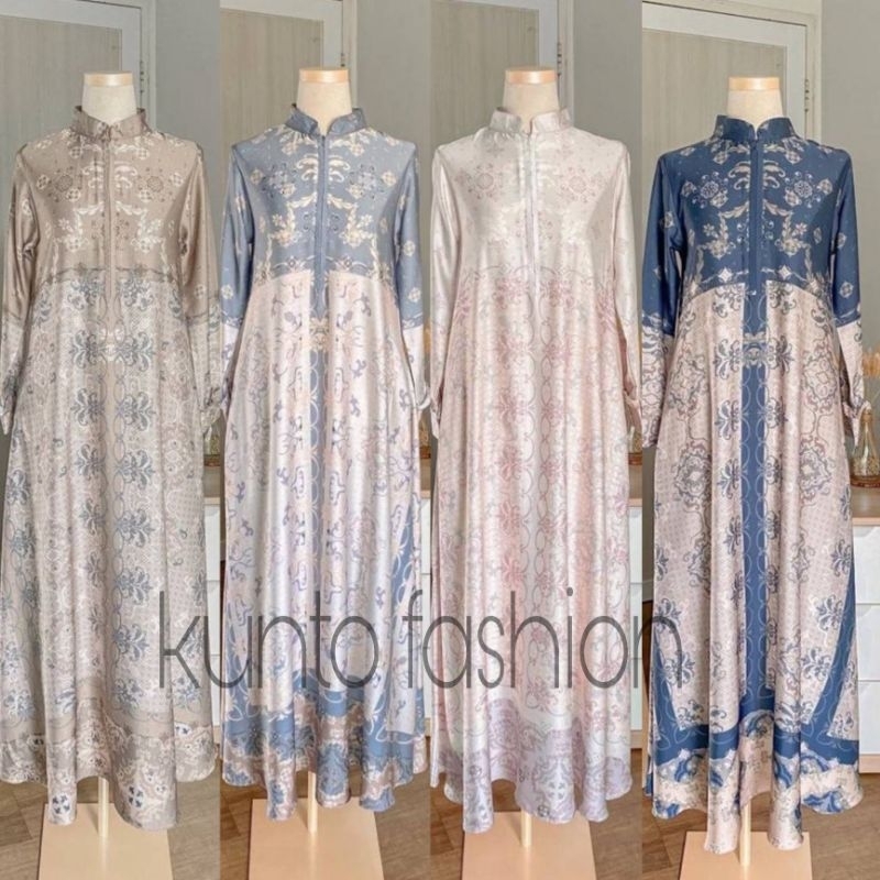 Gamis maxmara silk premium M/L/XL/XXL gamis terbaru/gamis murah/gamis busui motif parang /resleting depan/gamis terlaris/best seller