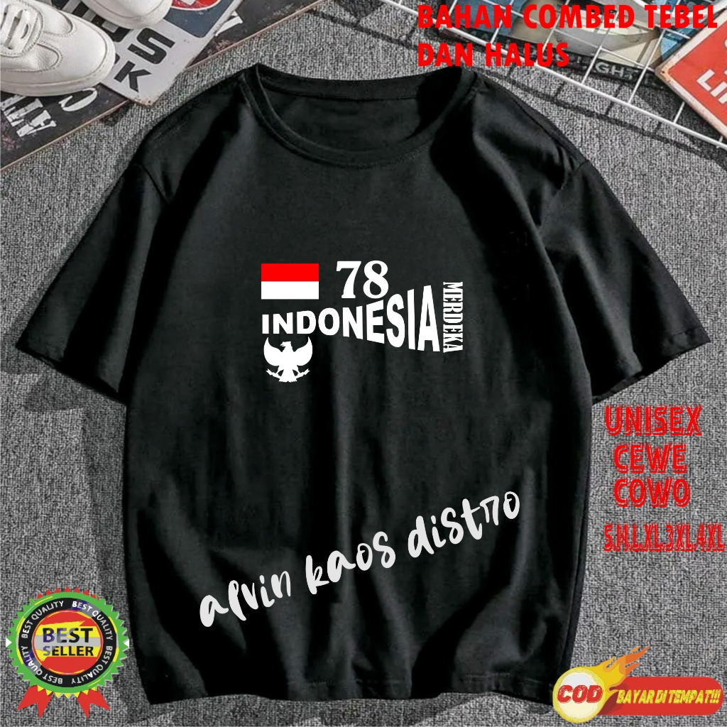 Beli 10 Pc Gratis 1 Pc Hut RI 78 Kaos Terlaris 17 Agustus 1945 78 Kemerdekaan Indonesia Kaos Merah Putih Hitam Kaos Cewek Cowok Anak02