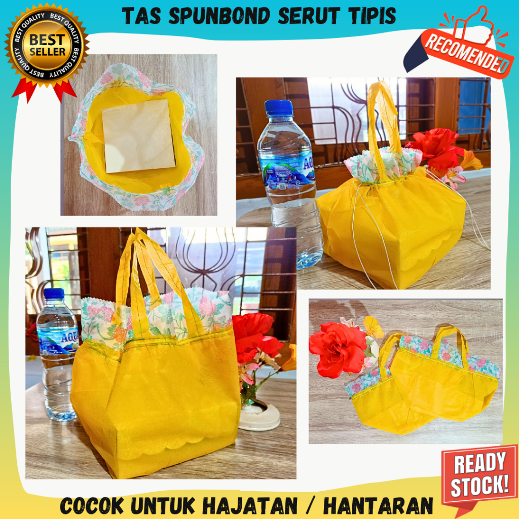 

Tas serut spunbond ukuran 18, 20, dan 22 cocok untuk hajatan wedding pernikahan manten hantaran berkatan souvenir goodie bag murah ekonomis hemat tapi elegan