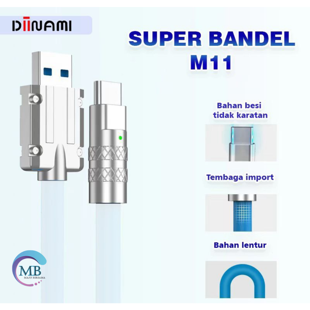 Kabel cable data DIINAMI M11 bahan besi 120W 6 amper super FAST charging &amp; translit data Ready Micro usb , tipe type c &amp; iPhone cocok untuk Android &amp; iOS suport untuk semua hp Samsung , Vivo , XiaoMi , Realme , Infinix MB4792