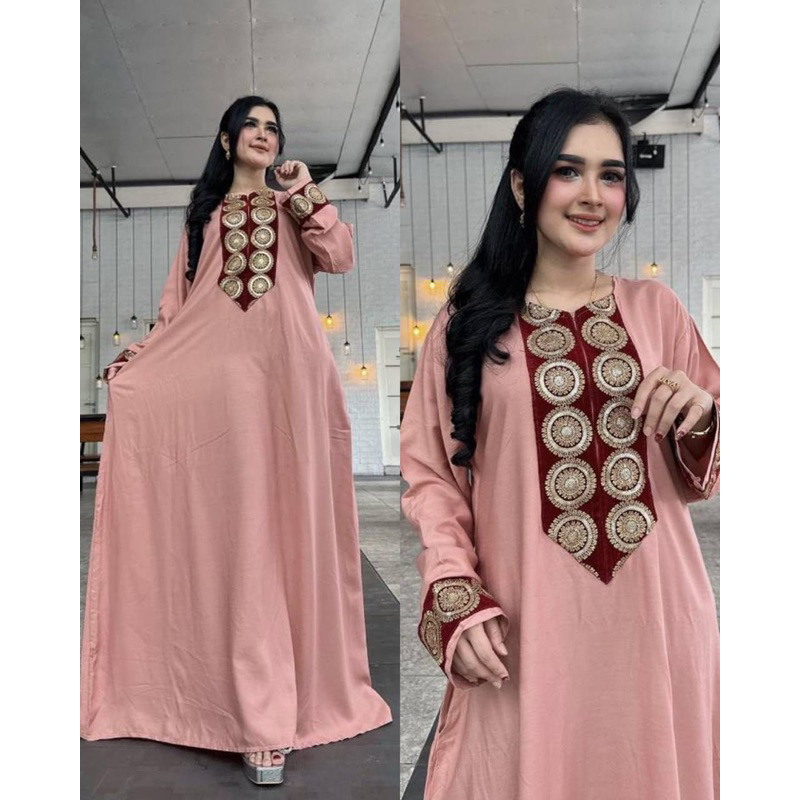 Daster arab Dlusia SHALIMAH Gamis Rayon Maxi Dress Big Size Original