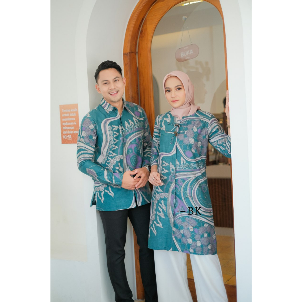 Baju Batik Couple Tunik Bolero Terbaru Kemeja Lengan Panjang Ready Seragam Kantor M L XL XXL