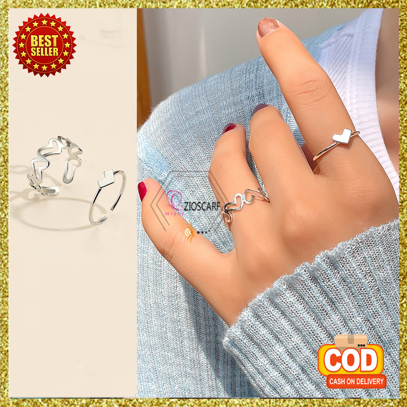 Cincin Wanita Korea Model Love Silver Gelombang Perhiasan Kekinian Aksesoris Hiasan Jari Perempuan CNC18