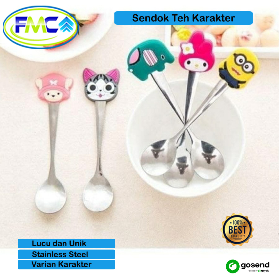 Sendok Teh Karakter Anak Kartun Lucu Tea Spoon Mini Takar Kopi Gula Stainless Anti Karat