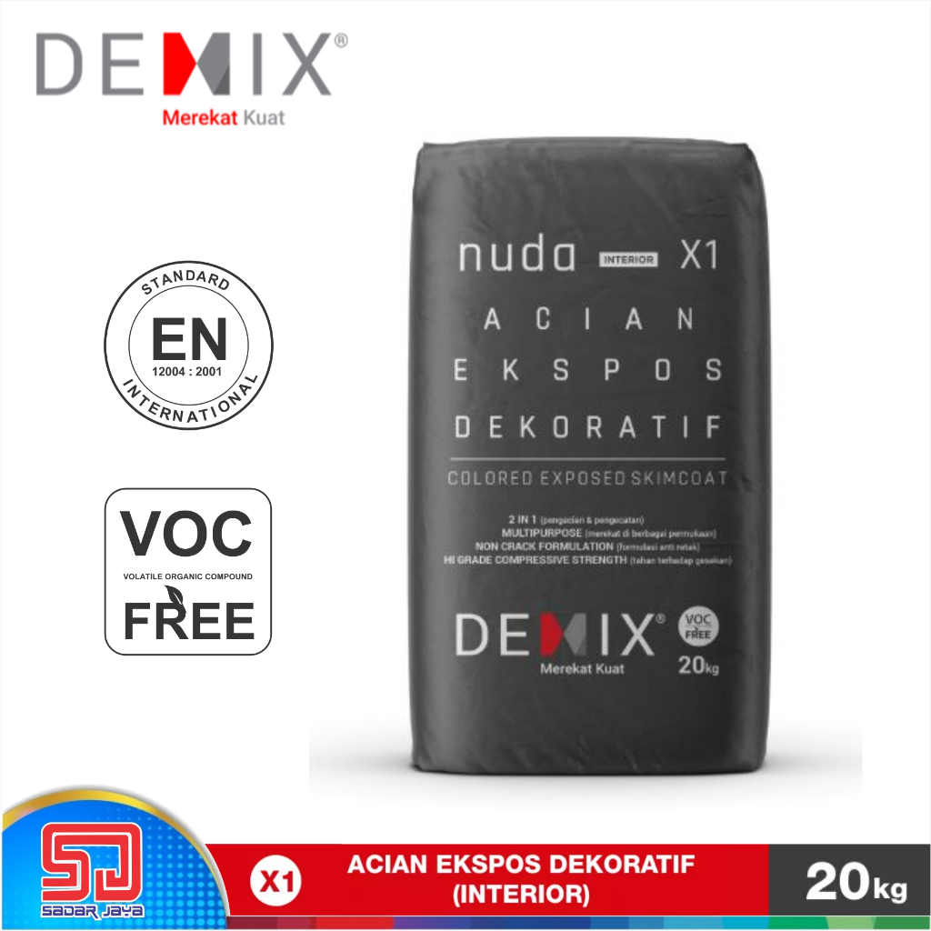 Semen Instan DEMIX NUDA X1 Mortar instant Acian Ekspos Dekoratif Interior Dekorative Dinding Dalam Ruangan