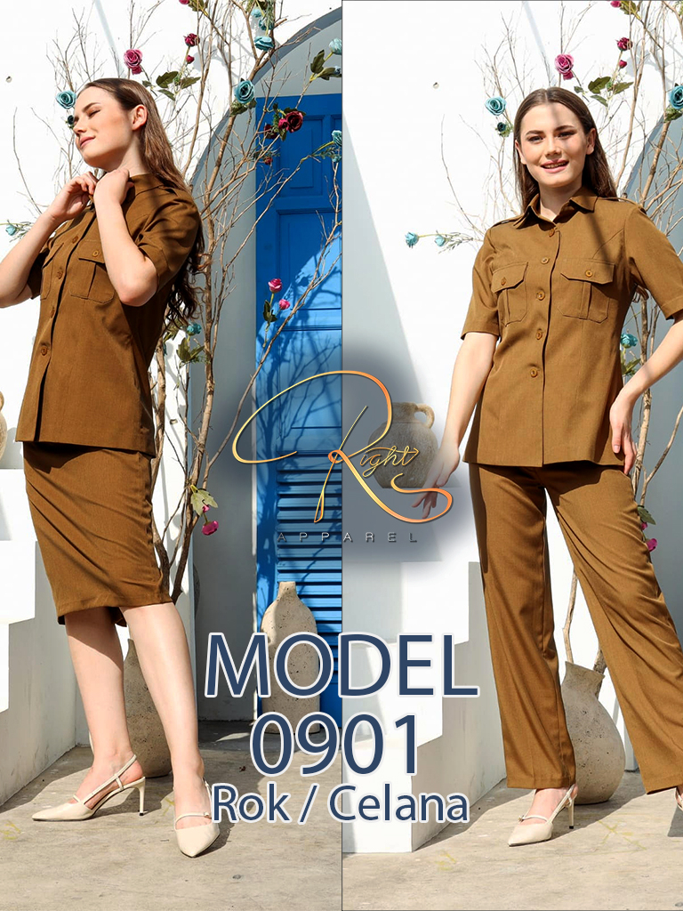 Blazer Seragam Wanita Waskat PDH ASN PNS Kerah Kemeja Lengan Pendek Kantong Dada Set ROK PENDEK / CE