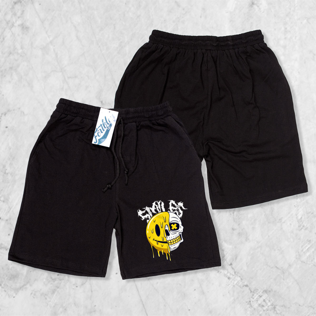 Hipnop EMOT Celana Pendek Combed Olahraga Pria Wanita Running Gym Sport Kolor Katun Combed Motif