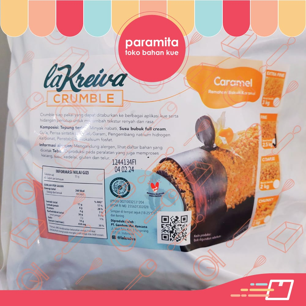 La Kreiva Crumble Red Velvet/Black/Matcha/Caramel/Coklat 250gr