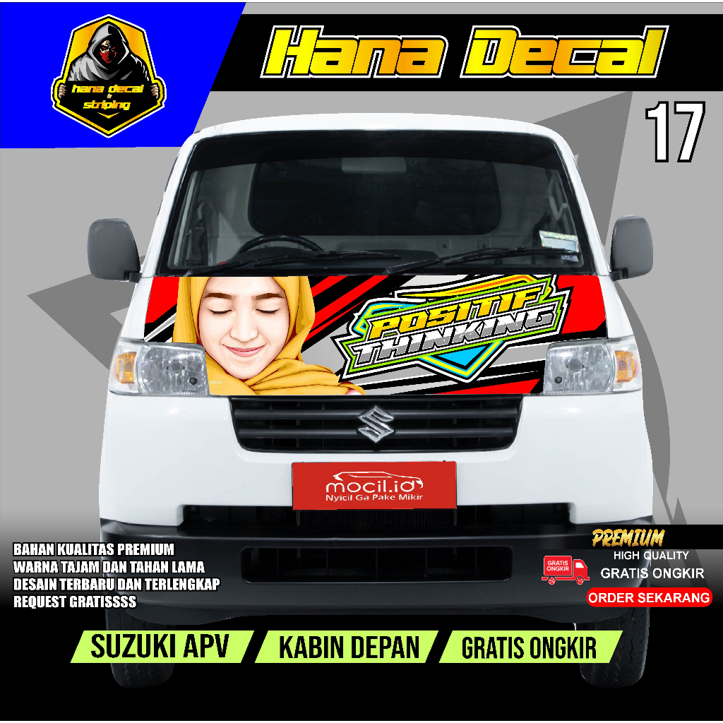 STIKER KABIN DEPAN MOBIL APV PICKUP HANA DECAL KODE 17