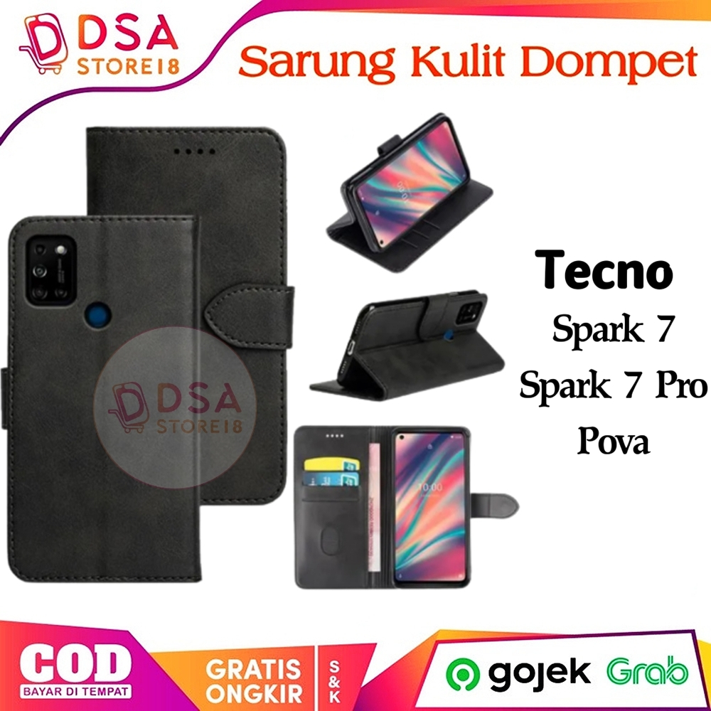 Case Tecno Spark 7 Pro / Spark 7 / Leather Case Flip Cover Wallet Dompet Hp Casing Kulit