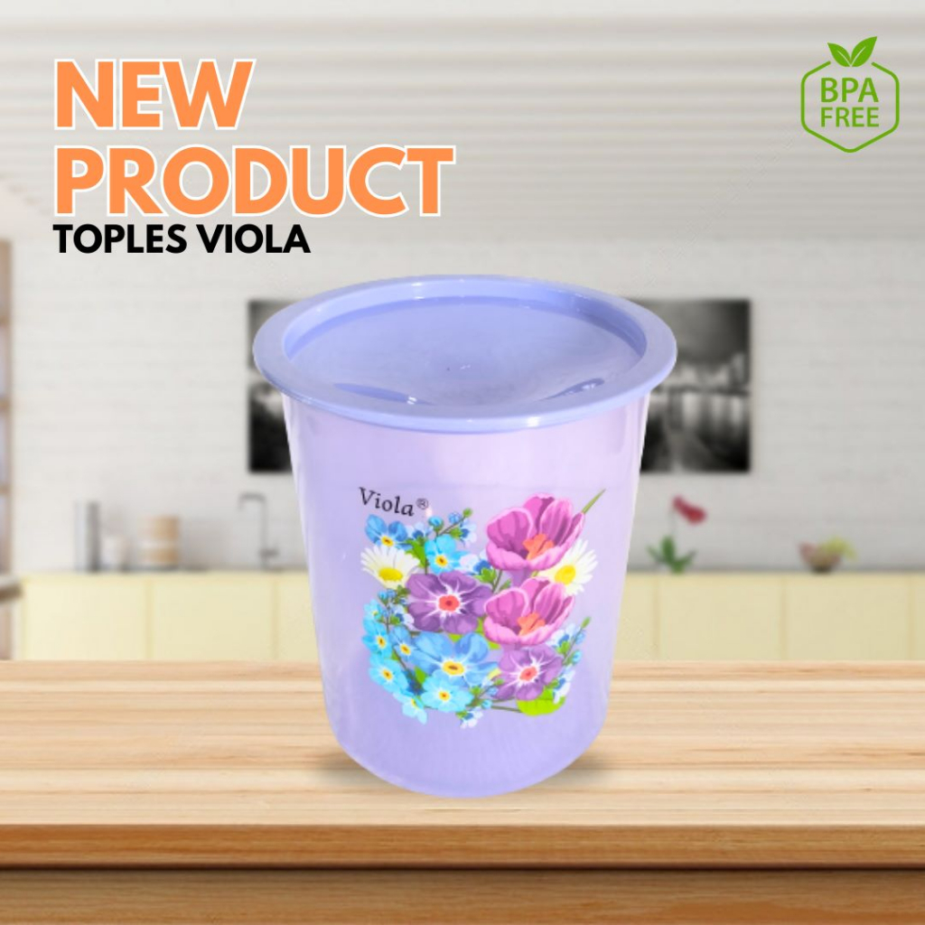 (DL) Harga 1Pcs Toples Viola Plastik Gambar Bunga Serbaguna