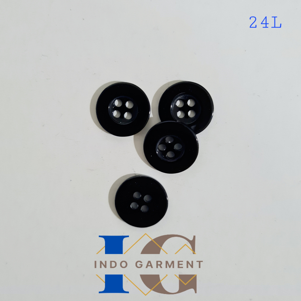 [144pcs] Kancing Baju Lubang 4 Hitam Putih Bening Ukuran 24L 28L 32L 40L Tebal- Kancing Lubang 4 Ane