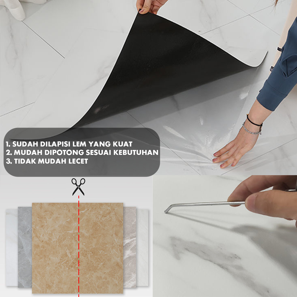 Lantai Vinyl Marble PVC Sticker Lantai Kayu Parket 30CM X 30CM Ketebalan 1MM