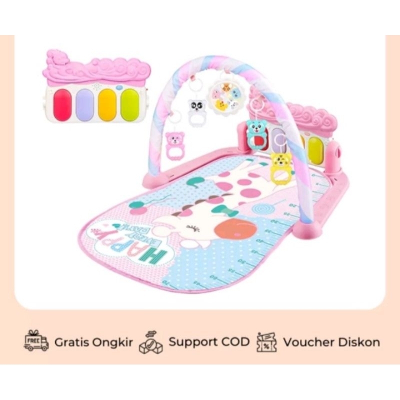 Baby play gym mainan anak bayi rattle pedal piano