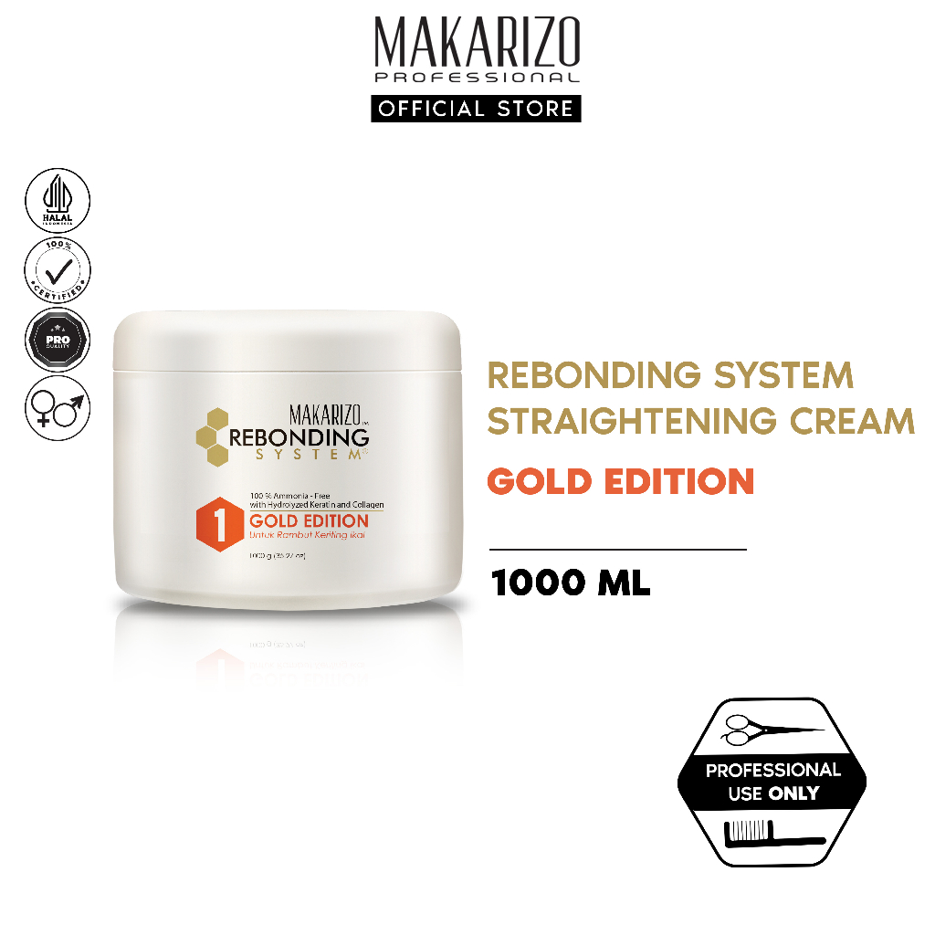 Makarizo Professional Rebonding System Straightening Cream Gold Edition Pot 1000 mL