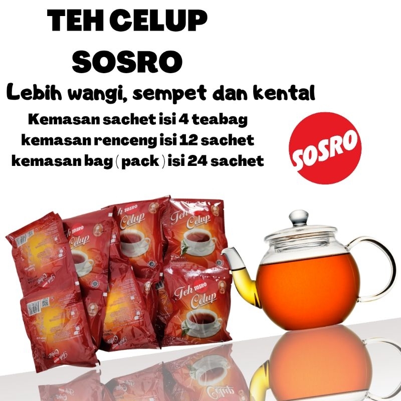 TEH SOSRO TEH CELUP SOSRO KEMASAN RENCENG 12PC  TEH SOSRO BLACK TEA RASA TEH BOTOL SOSRO