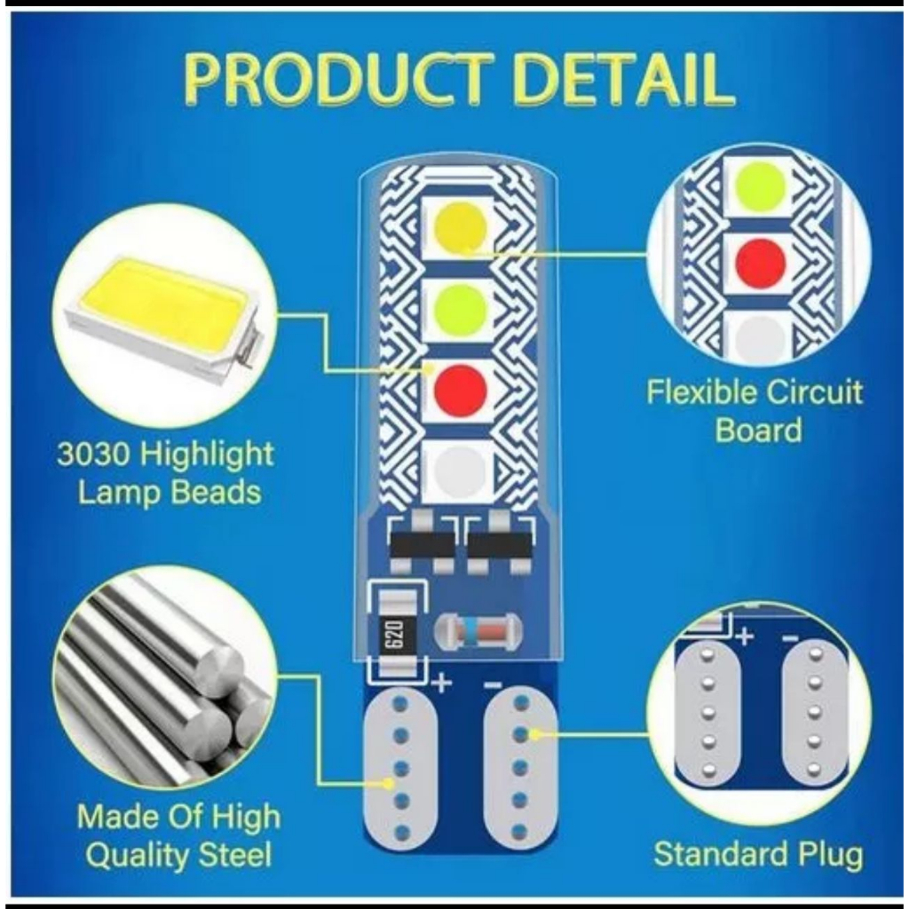 LED T10 4 WARNA RUNNING 8 RGB SENJA SEIN SEN STROBOW FLASH FLASHING JELLY-T10 4 WARNA