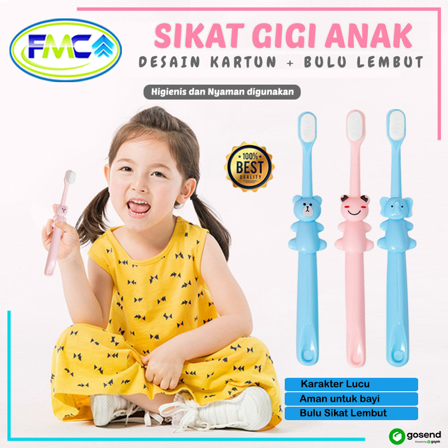 Sikat Gigi Anak 4in1 Karakter Lucu Hewan Laki Perempuan Tooth Brush Pembersih Gosok Gigi