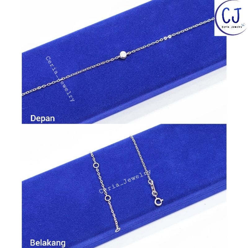 Gelang Tangan Perak Asli Silver 925 Lapis Emas Putih Model Rantai Nori Polos Variasi Permata Burung Gelang Korea Fashion simple - Perhiasan Perak Asli