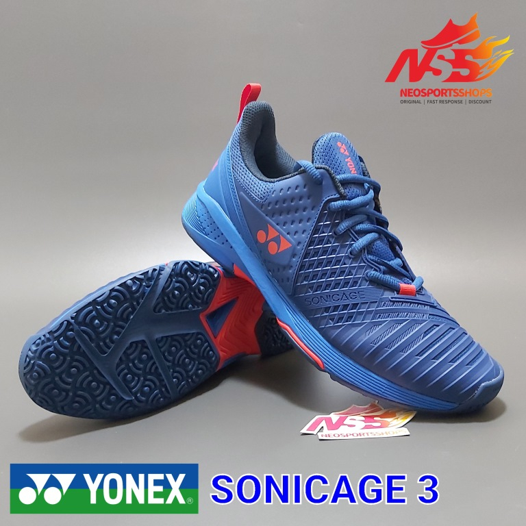 Sepatu Tenis Yonex Power Cushion Sonicage 3 Navy Red 2022 Original