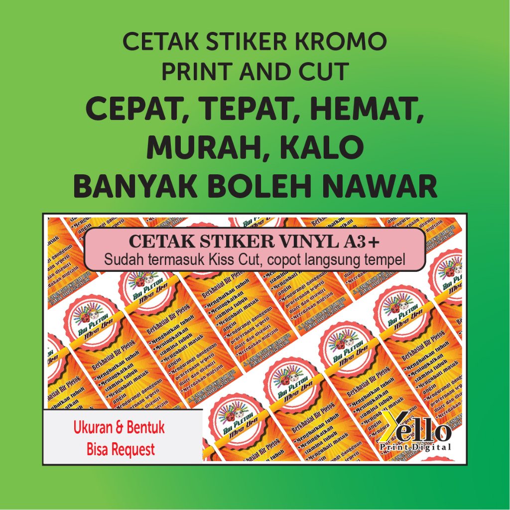 

CETAK STIKER murah VYNIL A3