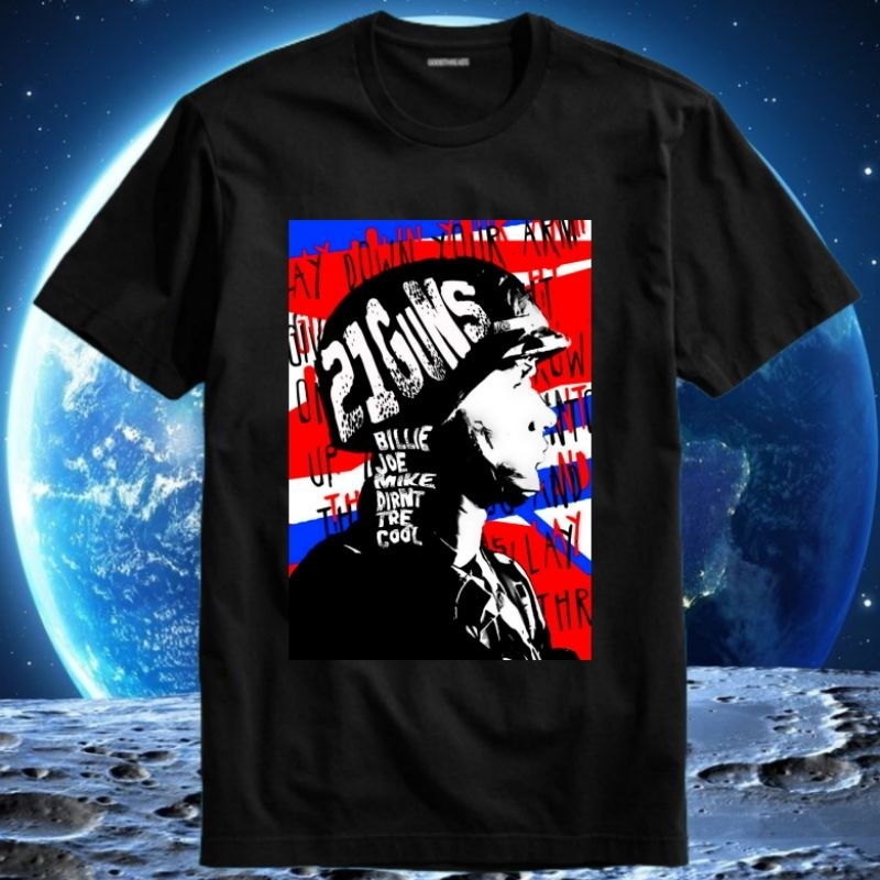 Baju Kaos Tshirt Pria Laki Cowok Cewek Unisex Band Punk Greenday Green Day 21 Guns International Sup