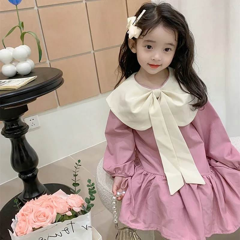 Dress Anak Perempuan Feminine Big Ribbon Pink