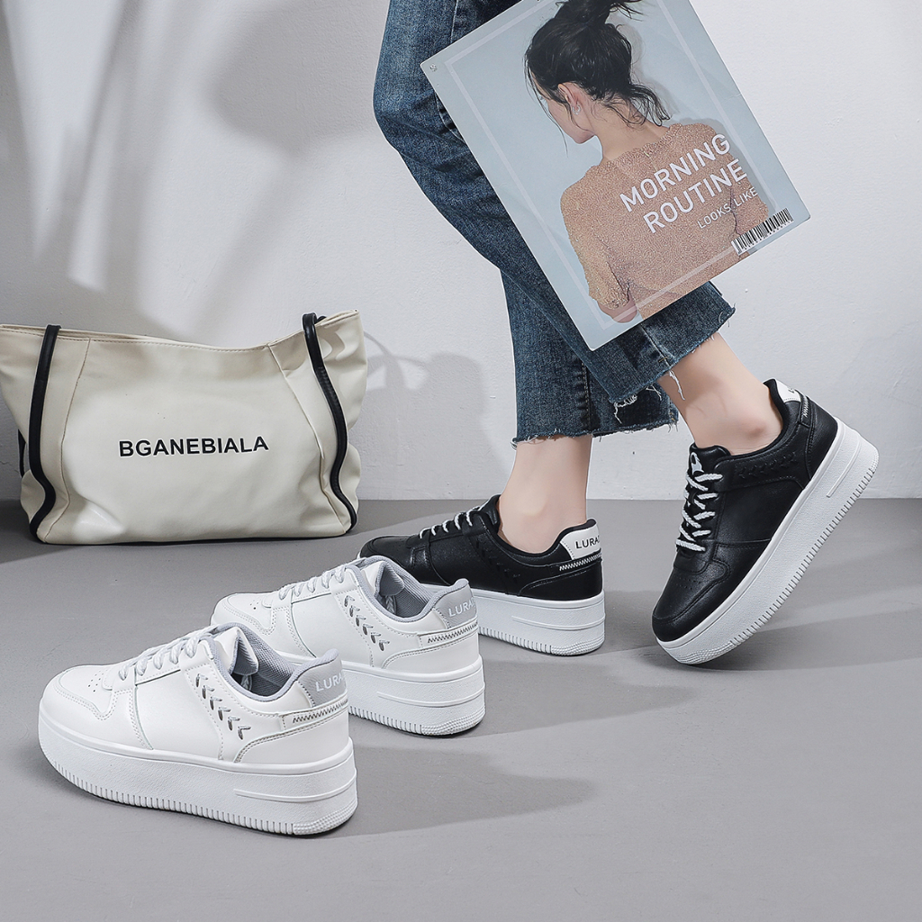 LURAD Q166 Sepatu Putih Sepatu Hitam Sepatu Wanita Sepatu Cewek Sepatu Model Cantik Fashionable Trandy Sepatu Import Sepatu Kece