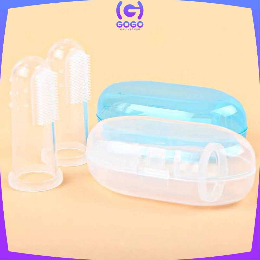 GOGO-C866 Sikat Gigi Bayi Bahan Silikon Baby Finger Toothbrush Lembut Pack Kotak / Sikat Lidah Bayi New Born Pembersih Mulut Bayi