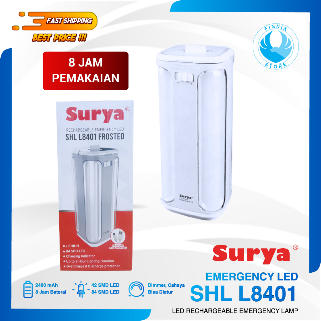 SURYA SHL L8401 Frosted Lampu Led Emergency Darurat Rechargeable