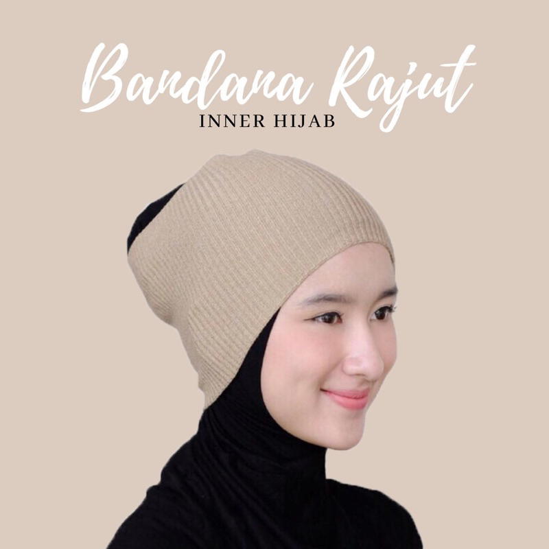 Ciput Rajut Bandana Salur Polos Semi Premium