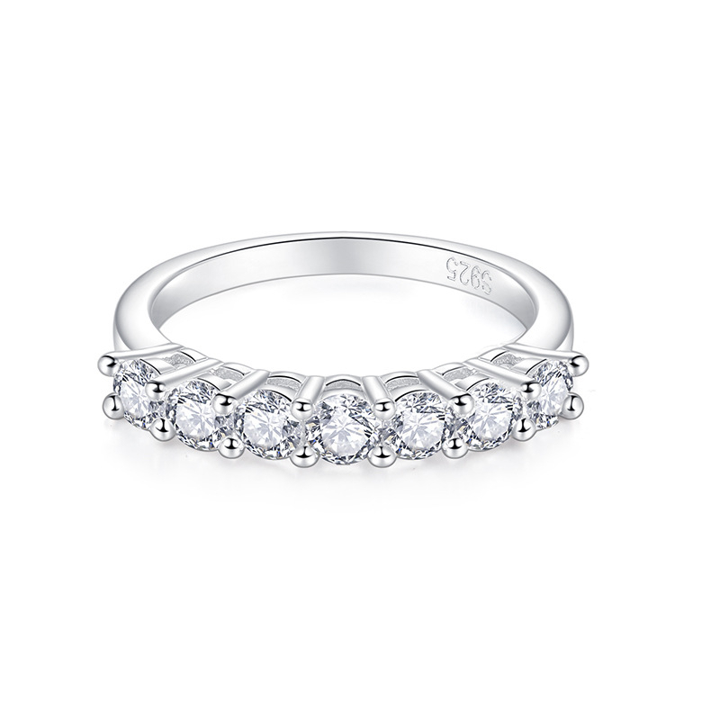 0.28 Karat Moissanite, 7 Berlian Kecil, S925 cincin emas berlian asli berlian eropa cincin berlian eropa moissanite ring cincin berlian berlian asli cincin berlian asli wanita bersertifikat cincin wanita