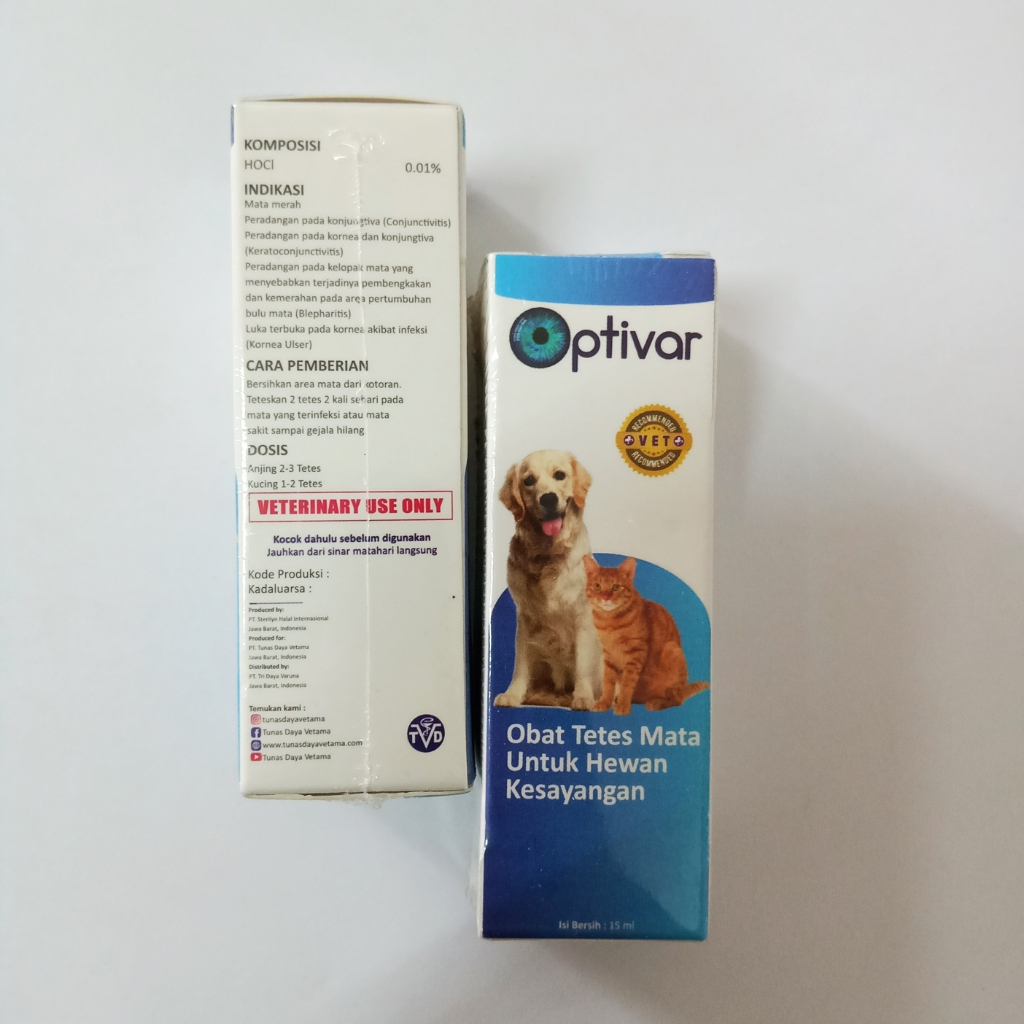 Optivar Obat Tetes Mata Kucing Anjing 15ml, Mata Merah