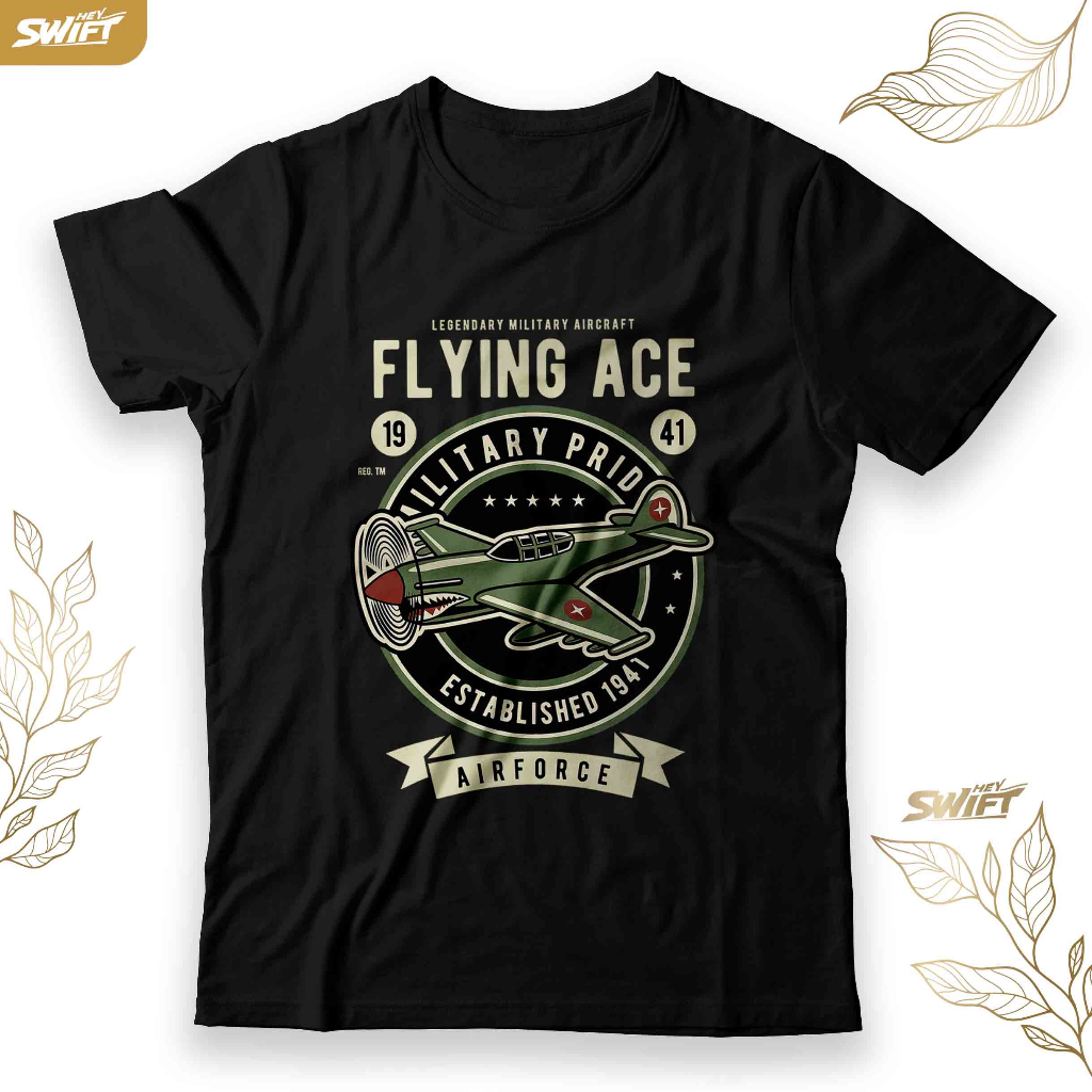 KAOS Legendary Flying Ace - Air force military militer world war TSHIRT BAJU DISTRO